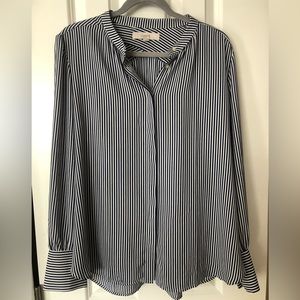 Blue and white striped Loft Button Up Blouse